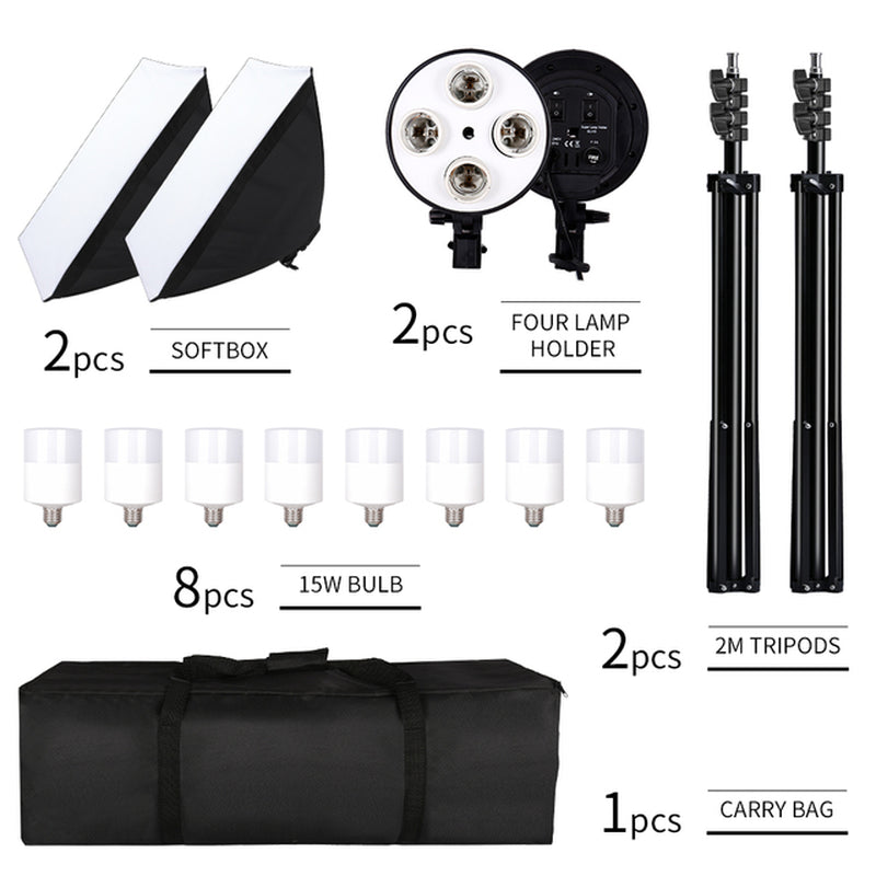 Photography Softbox Lighting Kit Four Lamp Softbox Kit 50X70Cm Soft Box Equipment E27 Base for Photo Studio Kit ooting