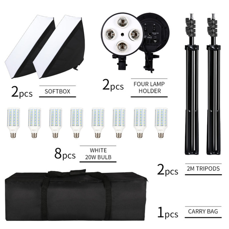 Photography Softbox Lighting Kit Four Lamp Softbox Kit 50X70Cm Soft Box Equipment E27 Base for Photo Studio Kit ooting