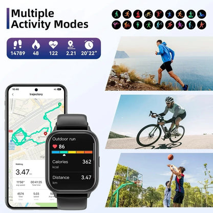 Smart Watch, 1.83 Inch Full Touch Answer/Make Calls Android Smart Watch for Women Men Activity Fitness Tracker Compatible with Android Ios (Black)
