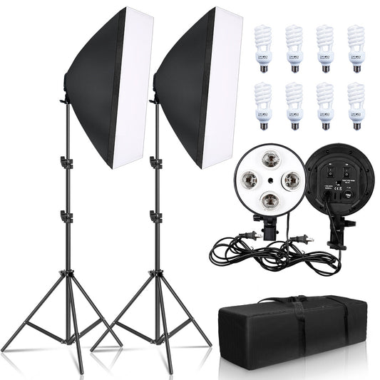 Photography Softbox Lighting Kit Four Lamp Softbox Kit 50X70Cm Soft Box Equipment E27 Base for Photo Studio Kit ooting