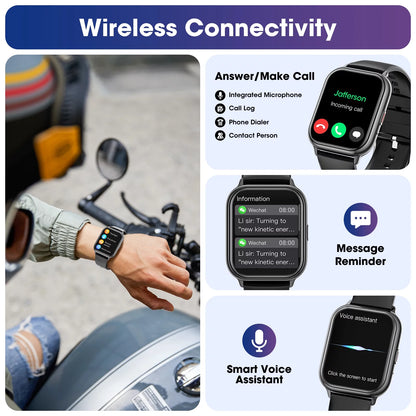Smart Watch, 1.83 Inch Full Touch Answer/Make Calls Android Smart Watch for Women Men Activity Fitness Tracker Compatible with Android Ios (Black)