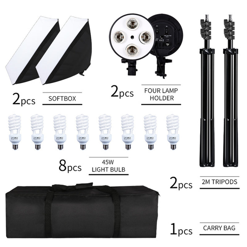 Photography Softbox Lighting Kit Four Lamp Softbox Kit 50X70Cm Soft Box Equipment E27 Base for Photo Studio Kit ooting