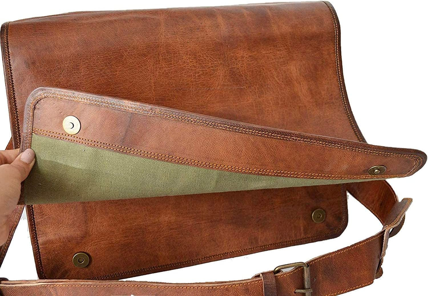 Leather Laptop Messenger Bag 18 INCH Handmade Satchel Computer Bags for Men and Women