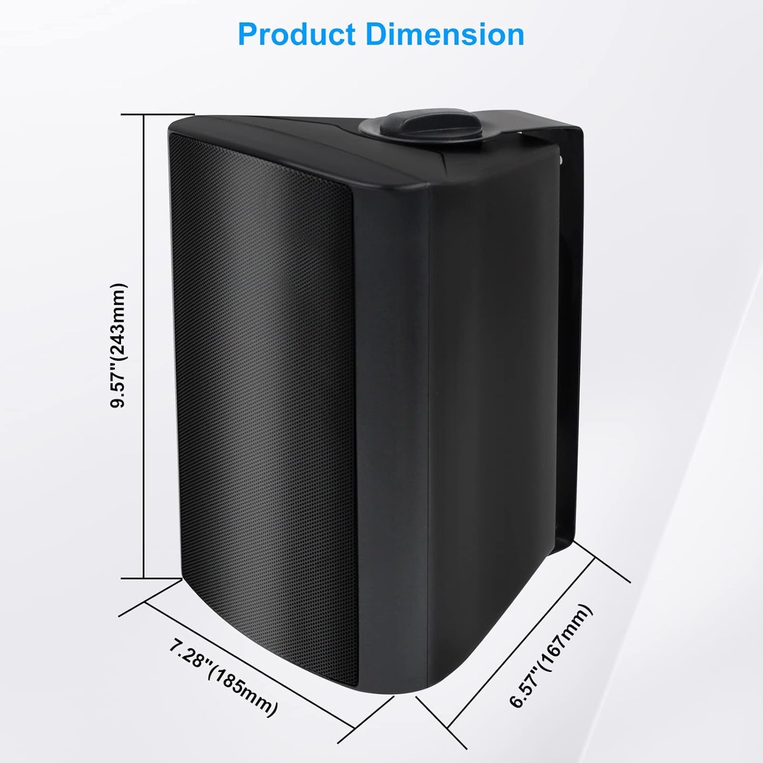 5.25 Inch Indoor Outdoor Bluetooth Speakers Patio Waterproof Wired Wall Mount System 300 Watts (Black)