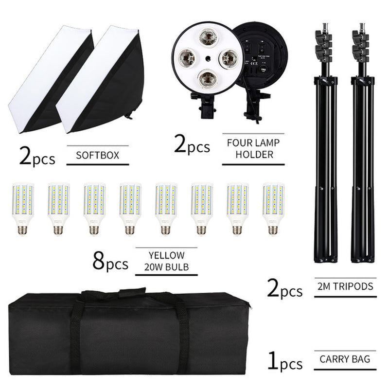 Photography Softbox Lighting Kit Four Lamp Softbox Kit 50X70Cm Soft Box Equipment E27 Base for Photo Studio Kit ooting