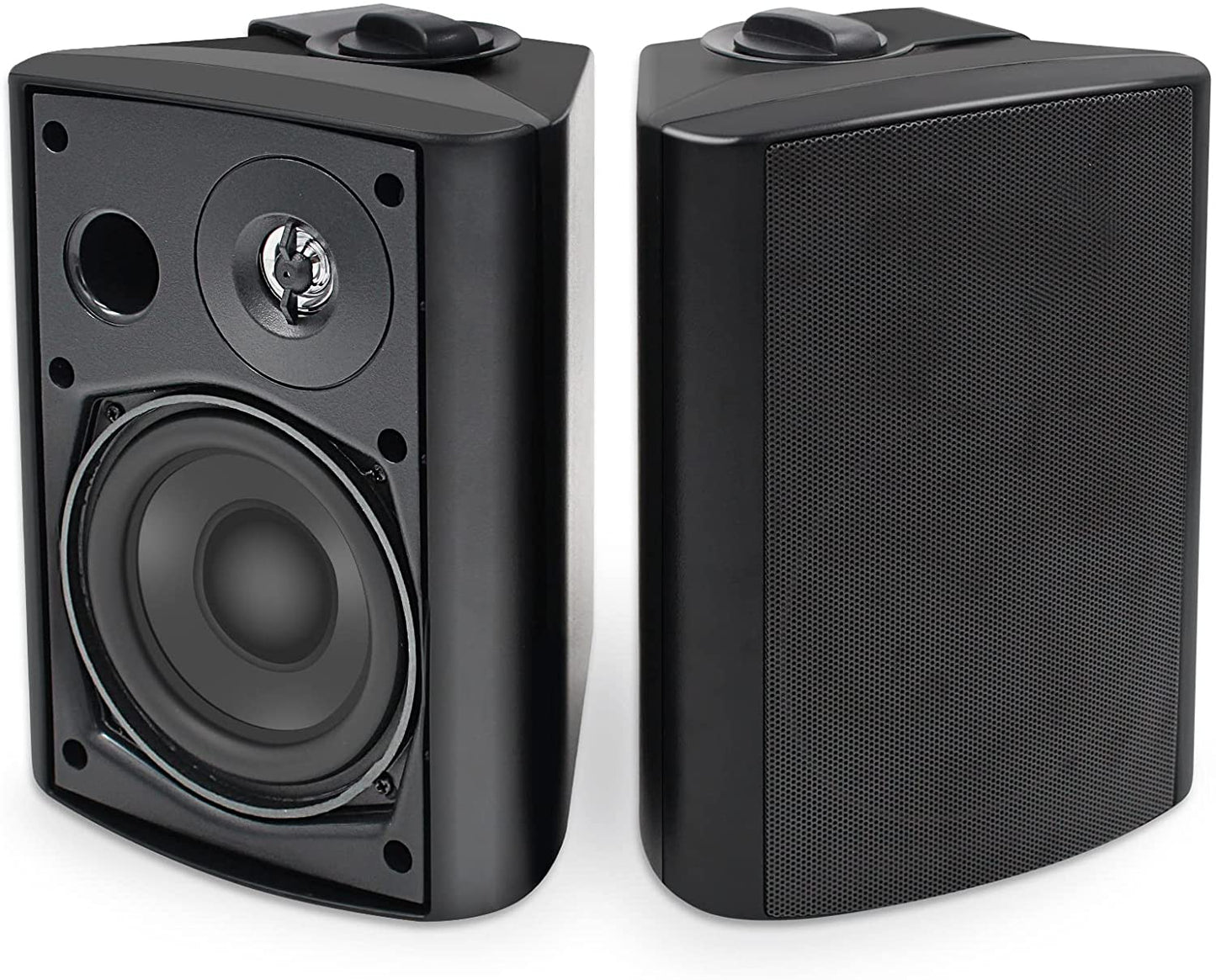 5.25 Inch Indoor Outdoor Bluetooth Speakers Patio Waterproof Wired Wall Mount System 300 Watts (Black)