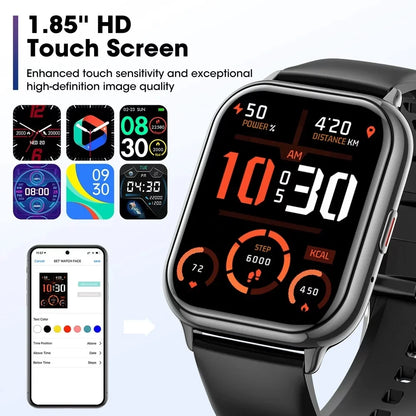 Smart Watch, 1.83 Inch Full Touch Answer/Make Calls Android Smart Watch for Women Men Activity Fitness Tracker Compatible with Android Ios (Black)