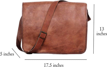 Leather Laptop Messenger Bag 18 INCH Handmade Satchel Computer Bags for Men and Women