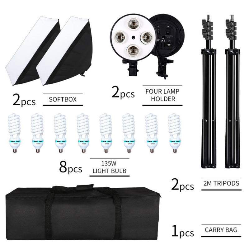 Photography Softbox Lighting Kit Four Lamp Softbox Kit 50X70Cm Soft Box Equipment E27 Base for Photo Studio Kit ooting