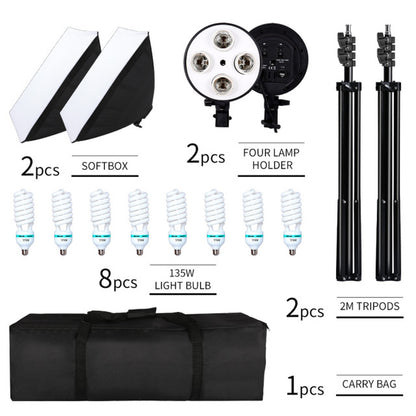 Photography Softbox Lighting Kit Four Lamp Softbox Kit 50X70Cm Soft Box Equipment E27 Base for Photo Studio Kit ooting