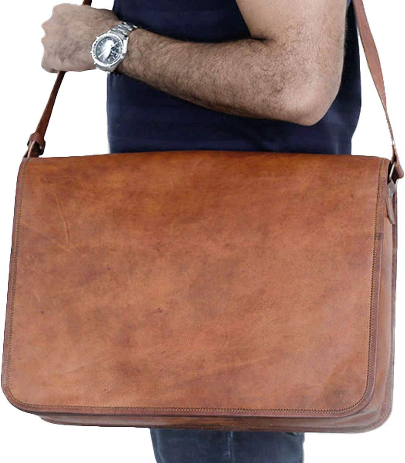 Leather Laptop Messenger Bag 18 INCH Handmade Satchel Computer Bags for Men and Women