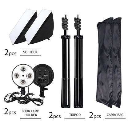 Photography Softbox Lighting Kit Four Lamp Softbox Kit 50X70Cm Soft Box Equipment E27 Base for Photo Studio Kit ooting