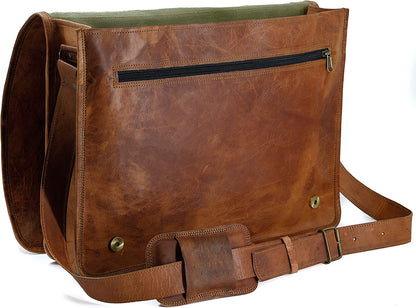 Leather Laptop Messenger Bag 18 INCH Handmade Satchel Computer Bags for Men and Women