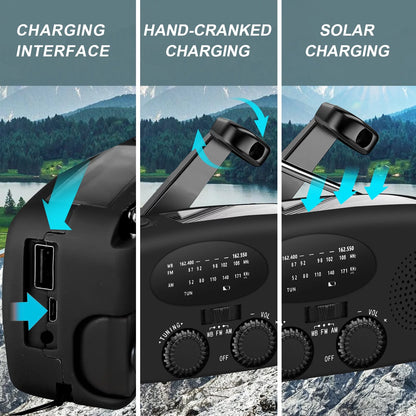 Hand Crank Emergency Radio, Portable Radio Solar Powerd AM FM WB NOAA Weather Radio with Flashlight, Cell Phone Charge, SOS Alarm